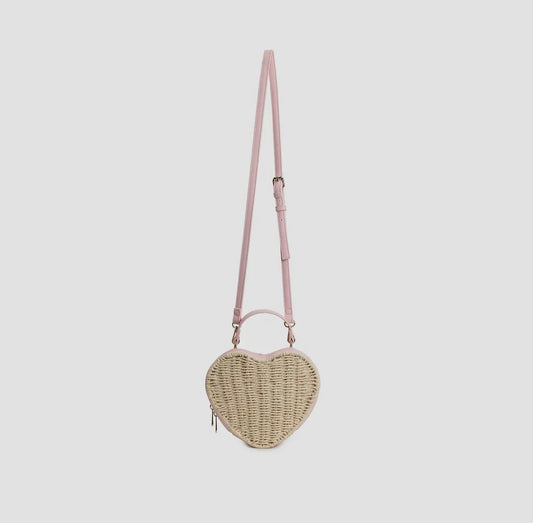 Straw Heart Cross Body Bag