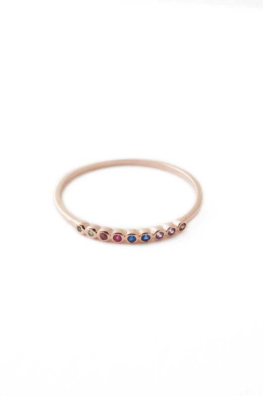 Rainbow Tiny Crystal Bezel Ring