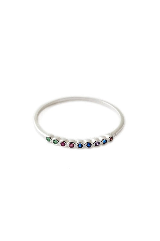 Rainbow Tiny Crystal Bezel Ring