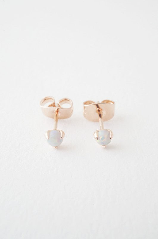 Tiny Opal Orb Solitaire Studs