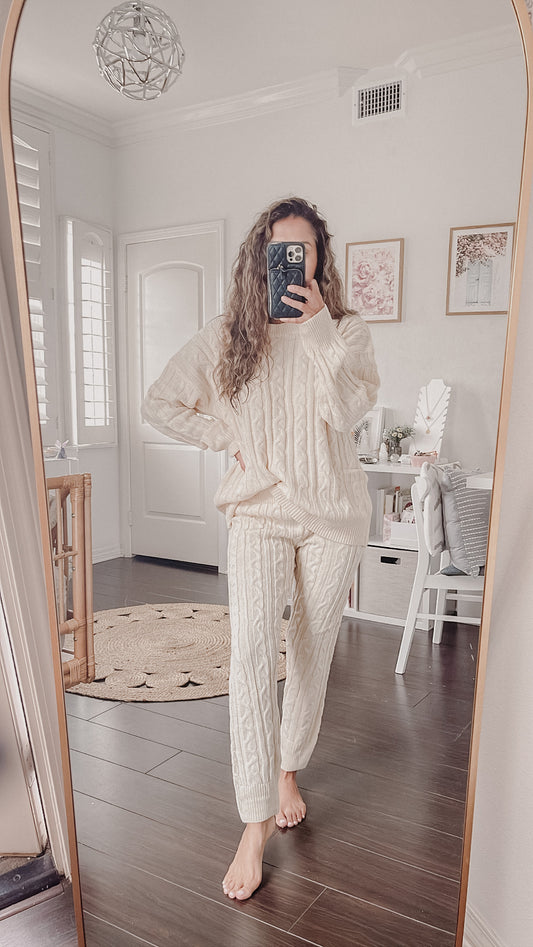 Cozy Cable Knit Sweater Set